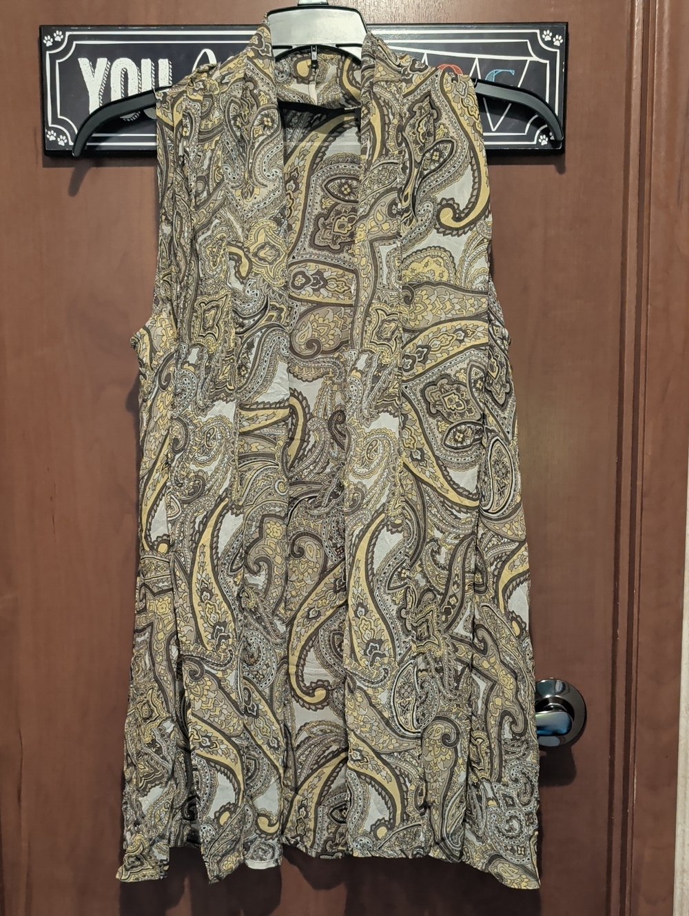 INC International Concepts Sleeveless silk Paisley Vest in Yellow, Brown, Cream